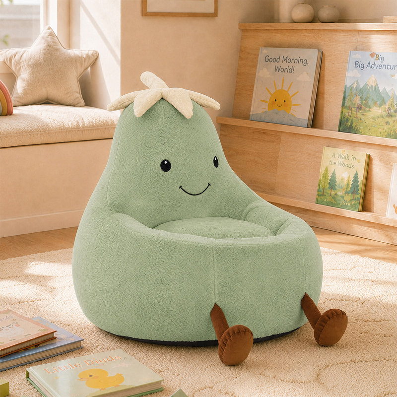 Fauteuil à billes avec aubergine Kannon, H 21,65 po x l 23,62 po x P 24,4 po, Polyester vert