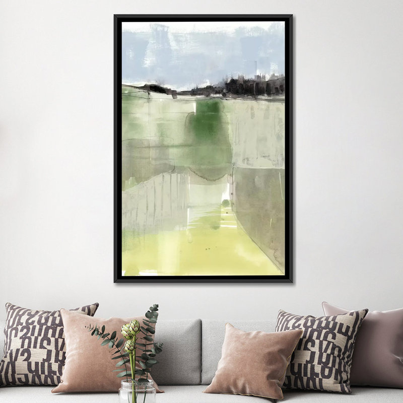 « sage field i », impression sur toile, H 26 po x l 18 po x P 1,5 po, Toile avec cadre noir, Pas de tapis