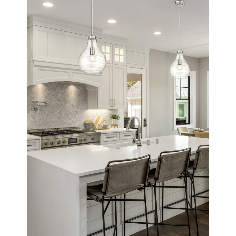Wilhemina 1 - Light Teardrop Pendant, 94.75" H x 10" W x 10" D, Brushed Nickel