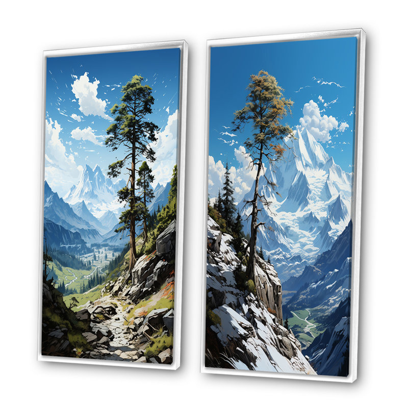«Pine Tree Solitude Parmi», 2 pièces sur toile, Cadre blanc, H 20 po x l 24 po
