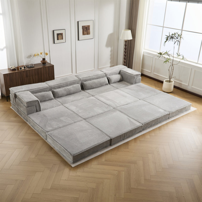 Canapé-lit convertible, Tissu gris pâle