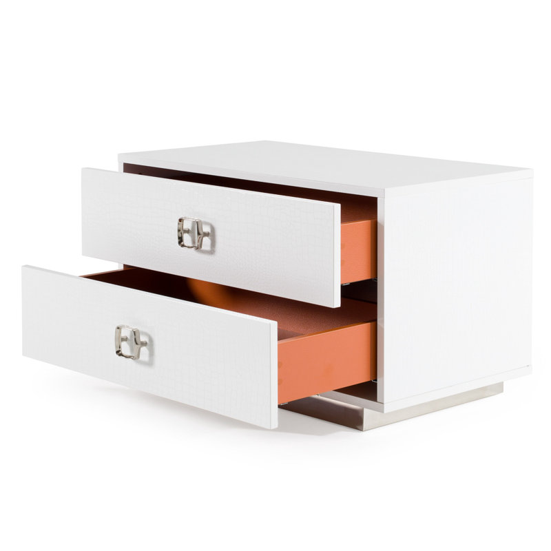 Janmesh 2 Drawer Nightstand, White