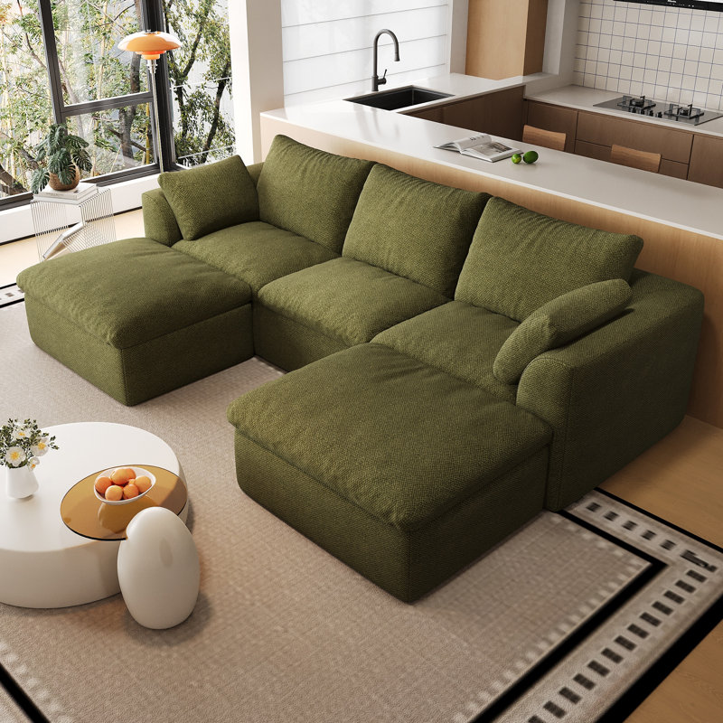 Canapé modulaire modulaire, L 108,3 po, Green Linen