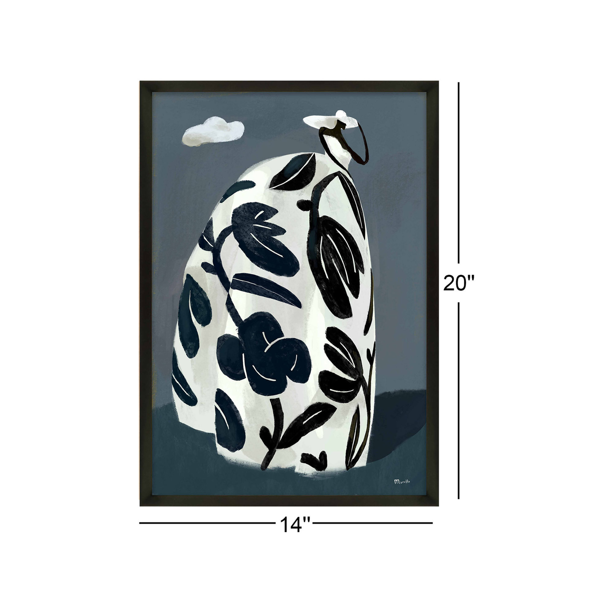 Black Dress by Marco Marella For Studio M, 20" H x 14" W x 1.25" D, Black Paper Framed