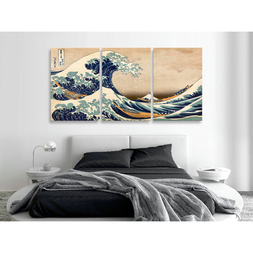 3-tlg. Leinwandbilder-Set The Great Wave off Kanagawa