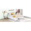 Lit plateforme blanc avec garde-corps et deux grands tiroirs de rangement au design classique en bois pleine grandeur pour une chambre à coucher gracieuse-2093456342-2093456337