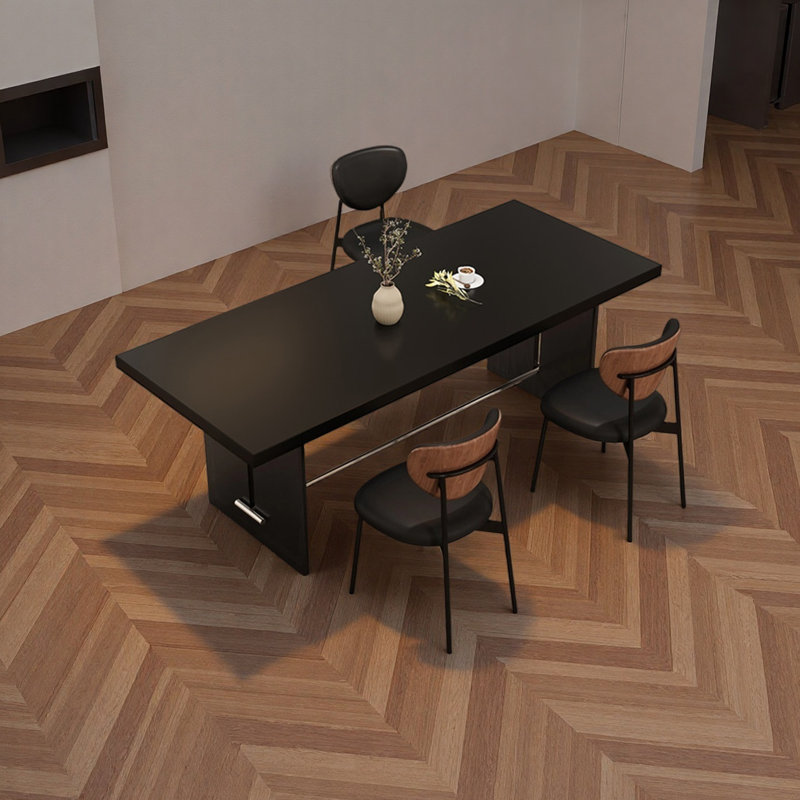 Table de salle à manger rectangulaire noire, 29.52" H x 70.86" W x 31.49" D, 7 Pieces: Table, 6 Chairs