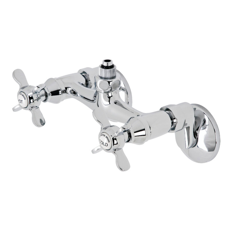 Kingston Brass Essex Wall-Mount Tub Filler Faucet with Riser Adapter, Polished Chrome