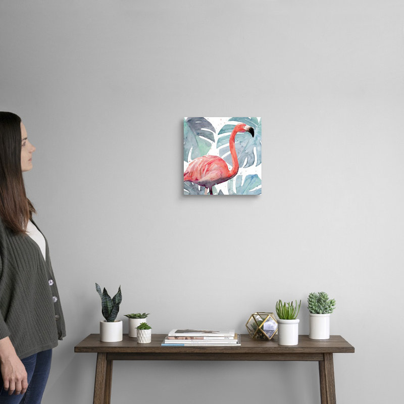 «Flamingo Splash I», art mural sur toile, Toile tendue, H 12 po x l 12 po