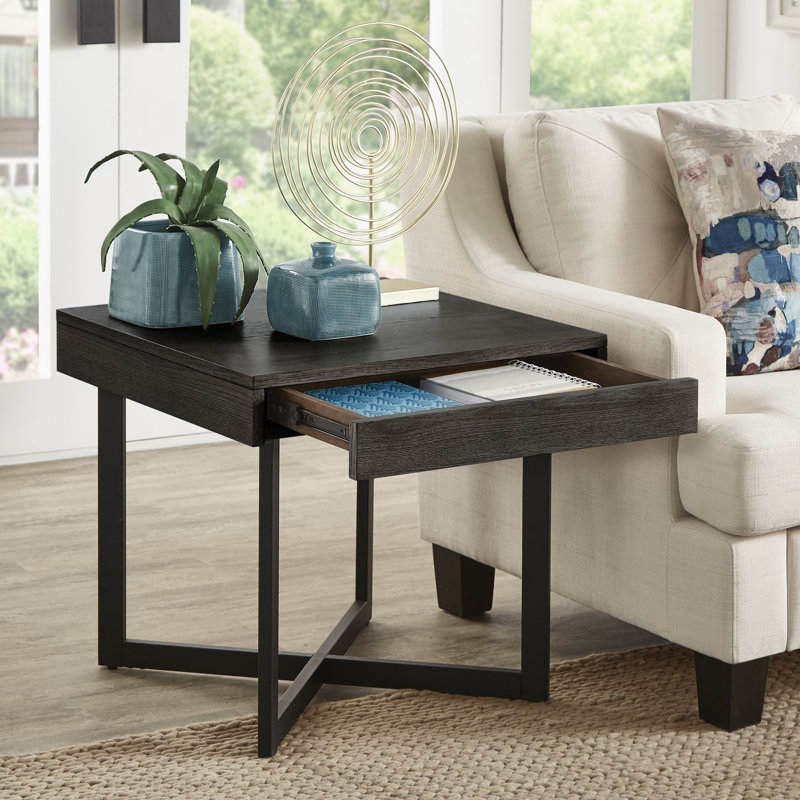 Burch End Table with Storage, Black