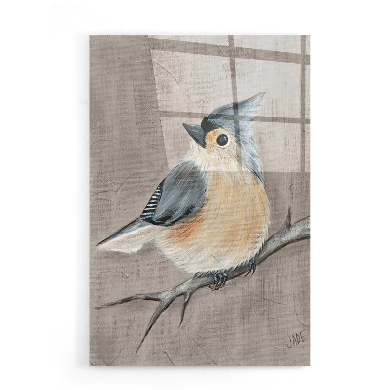 «Winter Bird I» par Jade Reynolds, art mural en verre acrylique, H 24 po x l 16 po x P 0,2 po