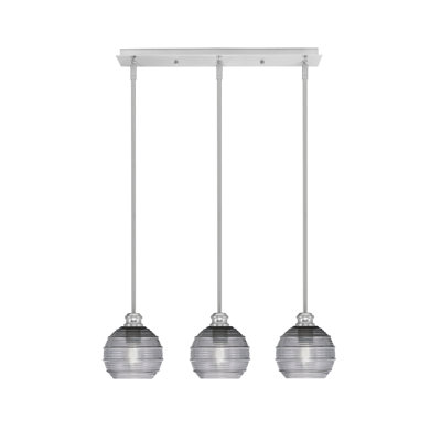 Edge 3 Light Linear Pendalier Shown With 6" Ribbed Glass