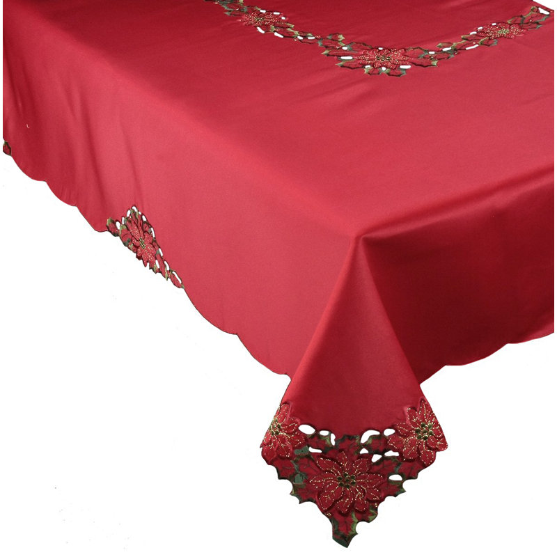 Sallee Embroidered Cutwork Holiday Tablecloth, 84" L x 60" W