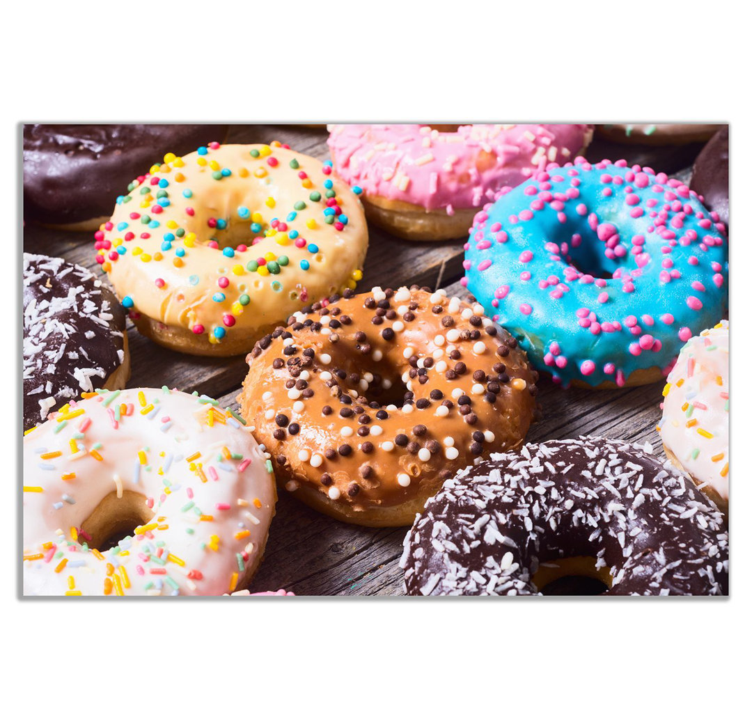 Colourful Frosted Doughnuts Cafe Coffee Shop 1 Piece Wrapped Canvas Wall Art - Image 2