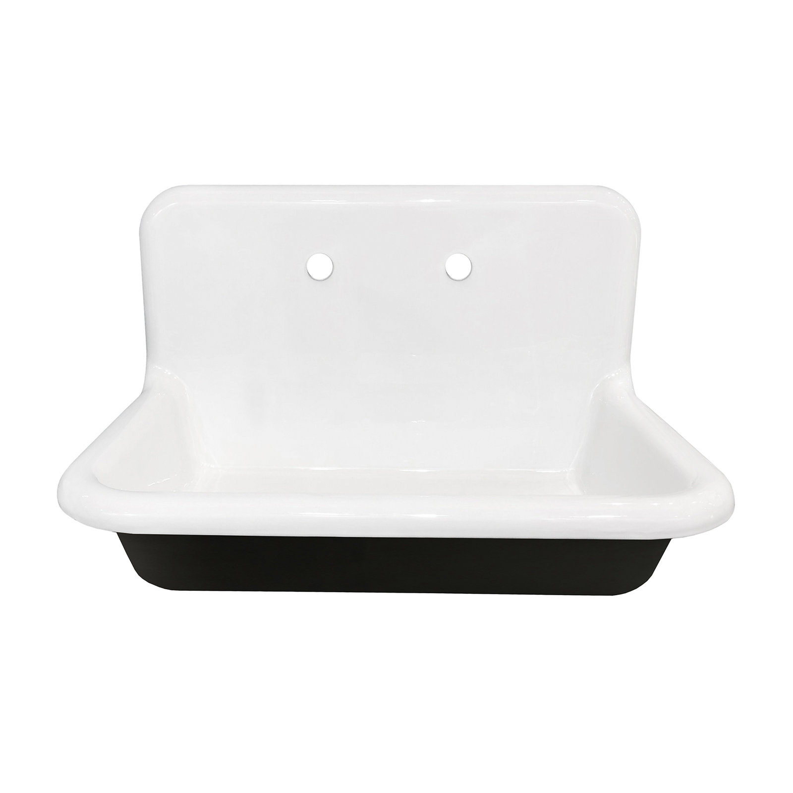 Kingston Brass Towne 30-Inch Cast Iron Wall Mount 2-Hole Single Bowl Kitchen Sink