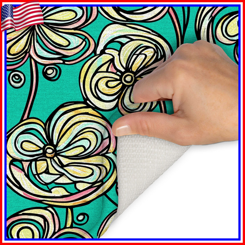 Tapis de bain fleurs, L 24 po x L 17 po