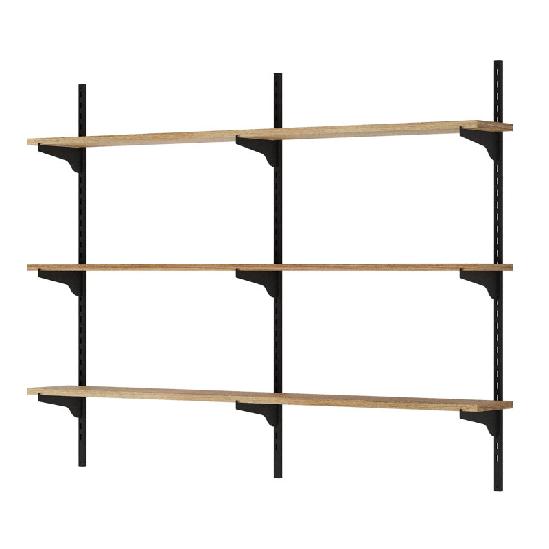 48" X 6" Floating Wall Shelf, Hanging Shelf For Office Supplies, Living Room Shelf, Decorative Boho Shelf, Farmhouse Decor, Real Wood Boards Wall Mounted, 3 Tier, Burnt