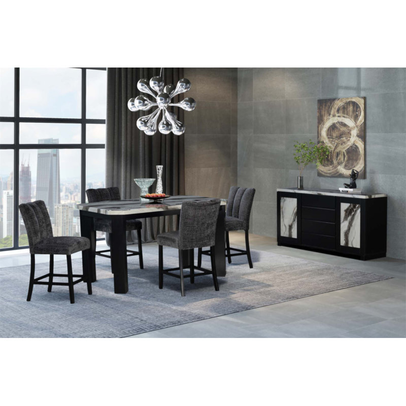 Ensemble de 2 tabourets de bar rembourrés en velours gris foncé avec style transitionnel pour cuisines et bars modernes Magaly