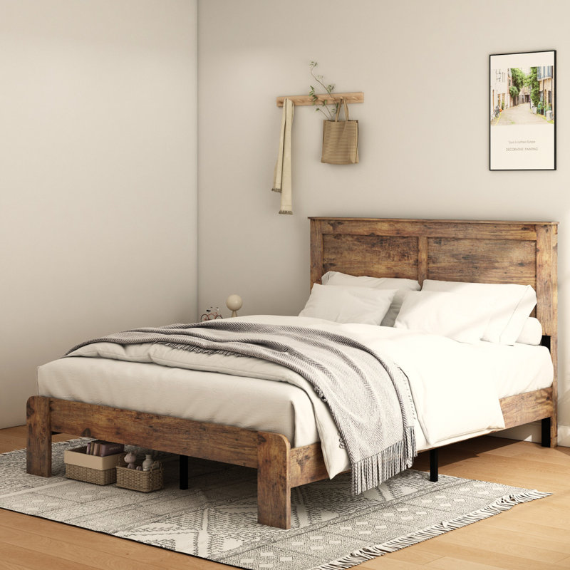 Structure de lit plateforme très grand en bois, silencieuse et sans sommier tapissier