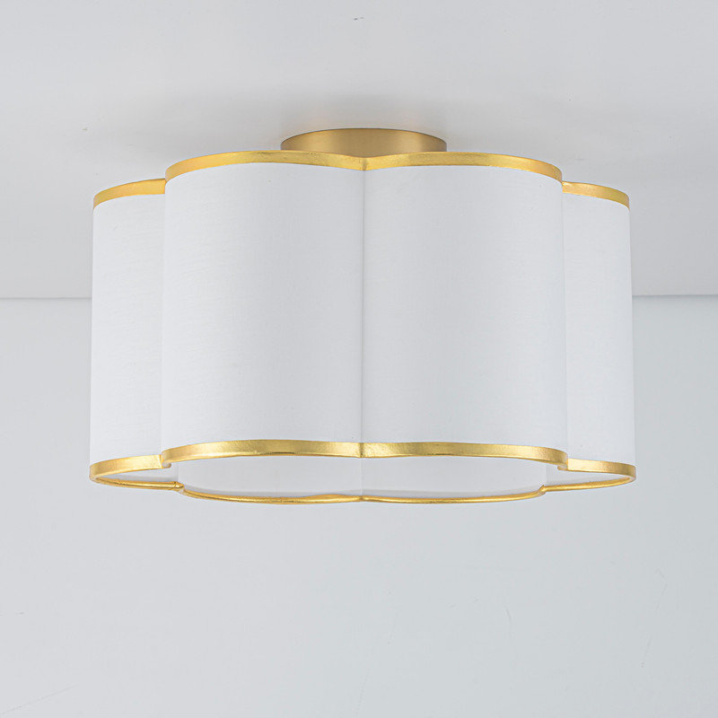 Plafonnier encastré à abat-jour en tissu blanc à 1 lumière Aurevane