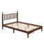 Structure de lit double, lit plateforme double en bois avec tête de lit en forme de gourde, lit plateforme double avec support en lattes de bois