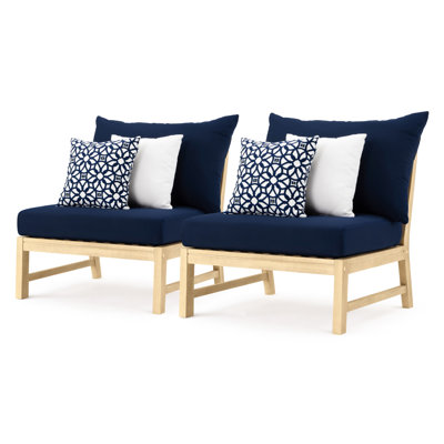 Paulet Acacia Outdoor Armless Lounge Chair , Sunbrella® Cushions Included