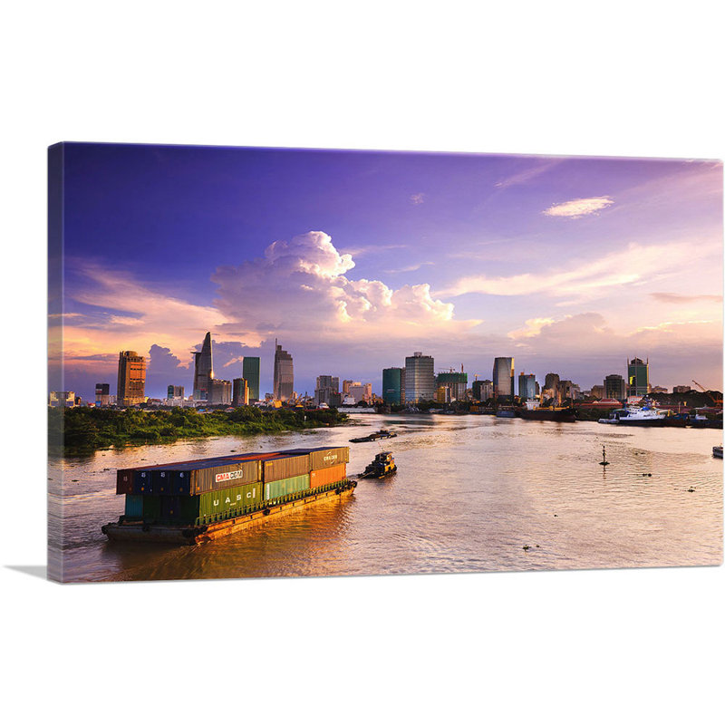 «Ho Chi Minh City Vietnam Skyline», reproduction de photo sur toile tendue, H 26 po x l 40 po x P 0,75 po