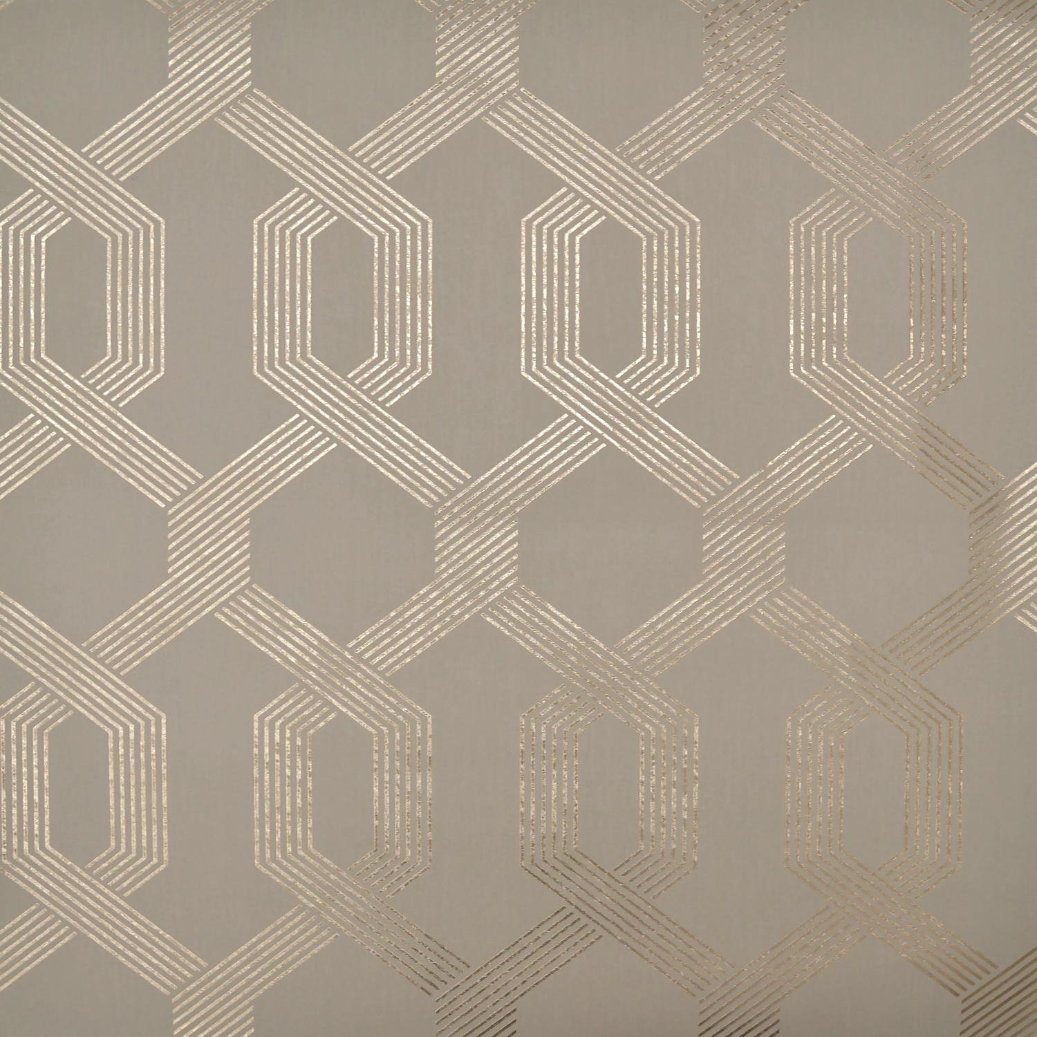 Mid Century Mid-Century Geometric Wallpaper, Metallic Brown
