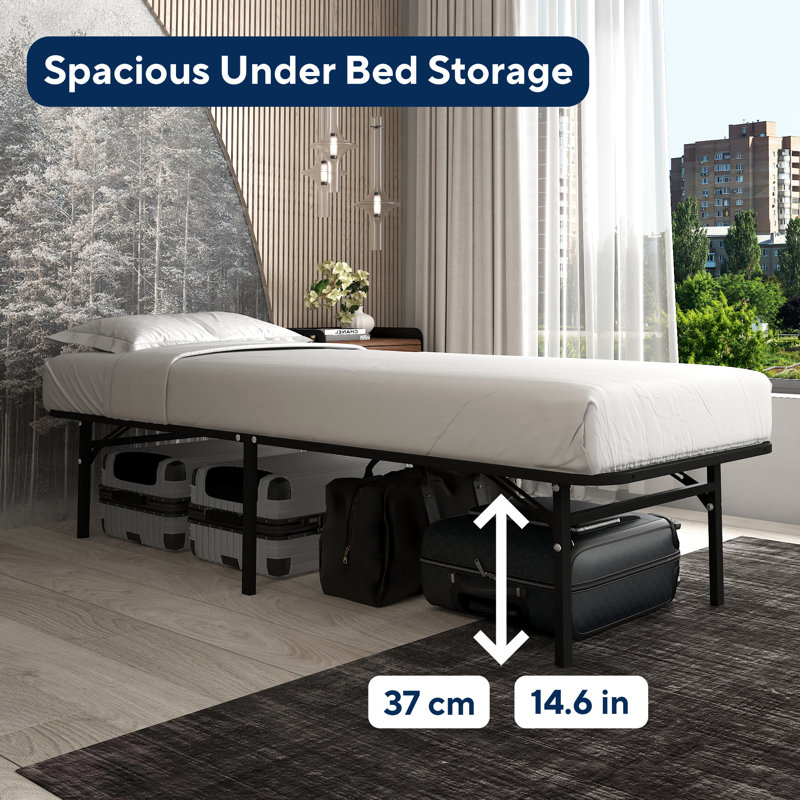 Noise Smartbase 3Ft Foldable Metal Platform Bed Frame Foundation/Basics, Solid Premium Steel Mesh Base, Single (3')