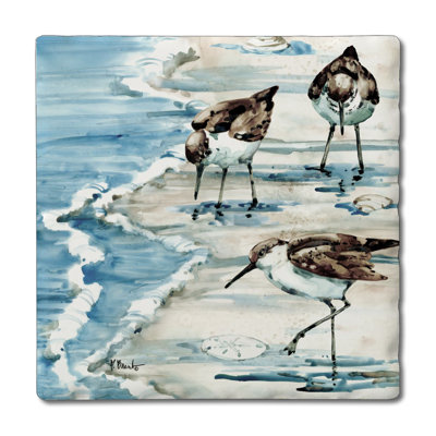 Red Barrel Studio® "Sandpipers" 4- Pack Tumbled Tile Coasters