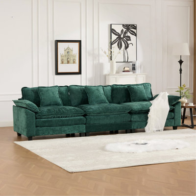 Accoudoirs plus larges, canapé modulaire moderne, pour chambre à coucher et appartement dans le salon, coussin de siège rembourré à double couche confortable, tissu chenille respirant