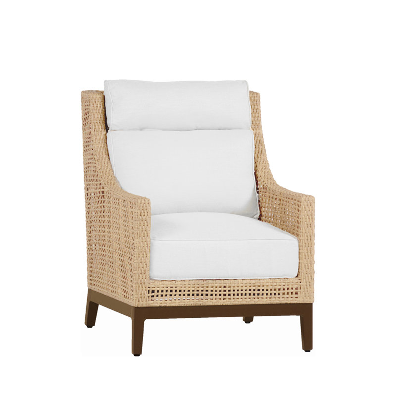 Peninsula Woven Lounge Chair, No welt + Standard fill, Linen Snow, Light Raffia/Natural Sandalwood