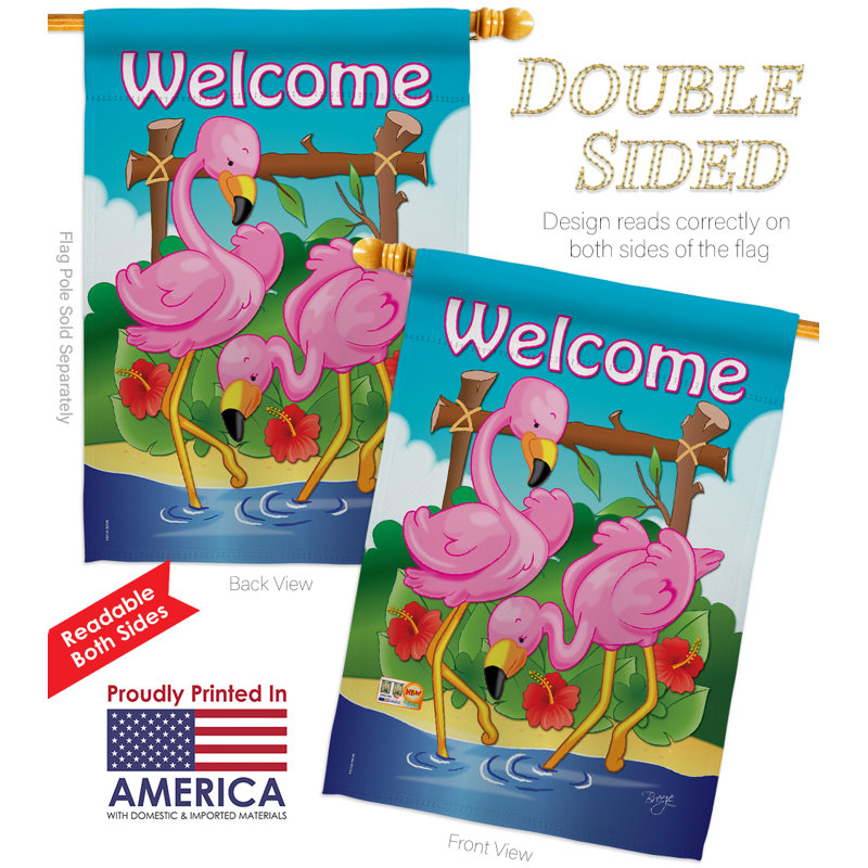 Polyester à 2 faces 40 x 28 po Flamingos Ensemble de drapeaux