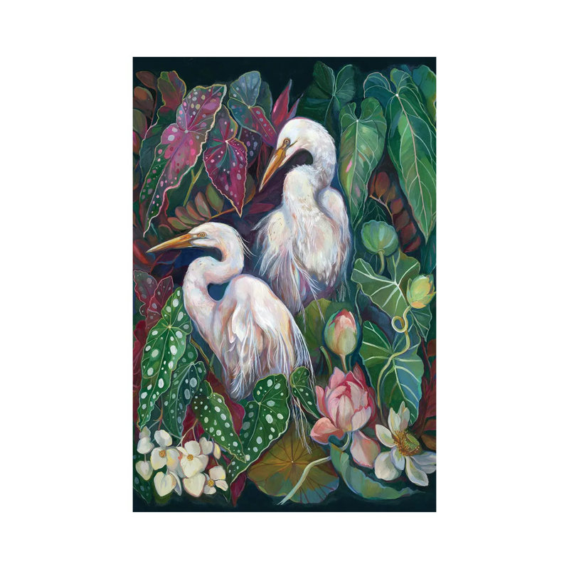 Egret Begonias - reproduction d'art sur toile tendue