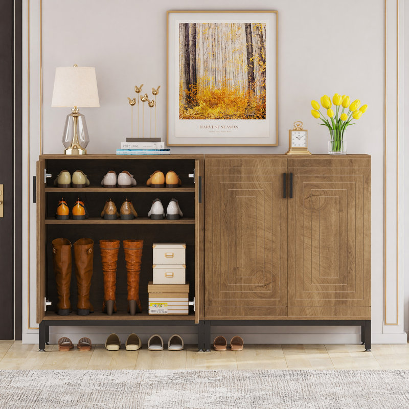 Dracut 20 Pair Shoe Storage Cabinet, Walnut Brown