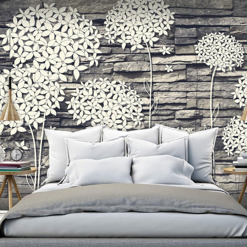 Murale fleurs de pierres, L 27 po x l 39 po