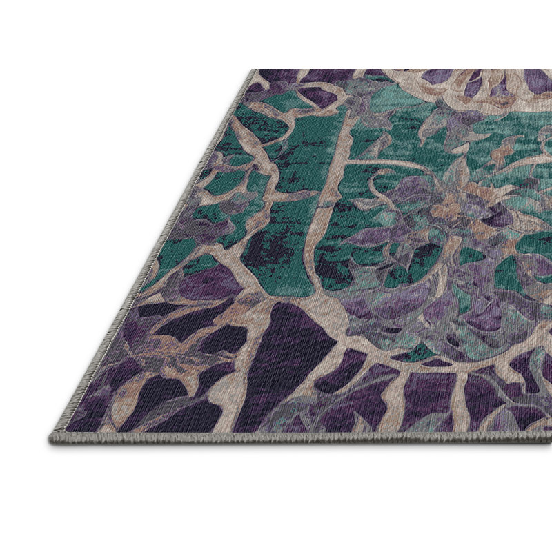 Tapis gris lavable à la machine, Rond 5 pi