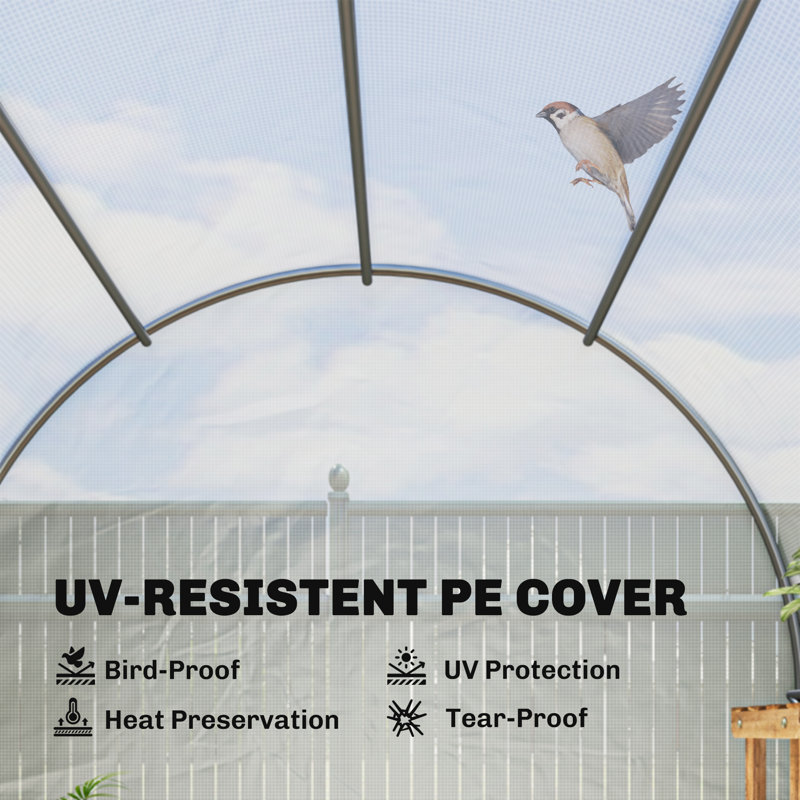 3.5 x 2 x 2 m Polytunnel Greenhouse Walk-in Poly Tunnel White