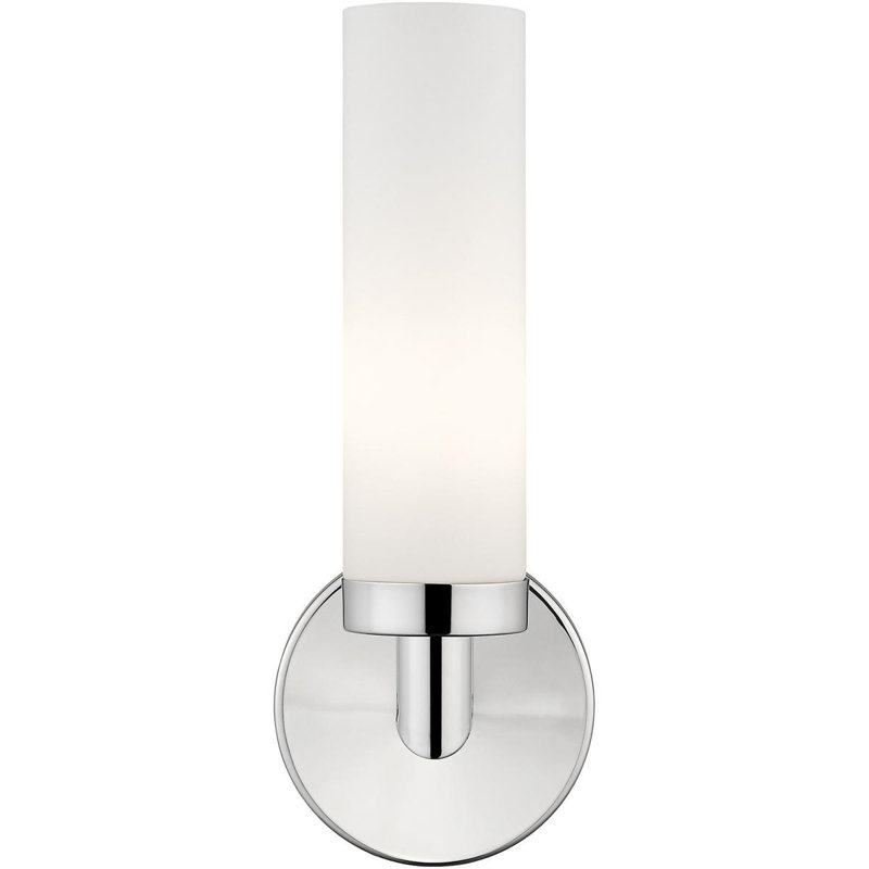 Wall Sconce with White Twist Lock Glass Shade - 4.5-inch, 1 Light, Polished Chrome