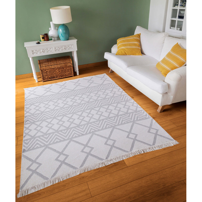 Saraland Cotton Argyle Indoor Rug, Rectangle 5'3" x 7'7"