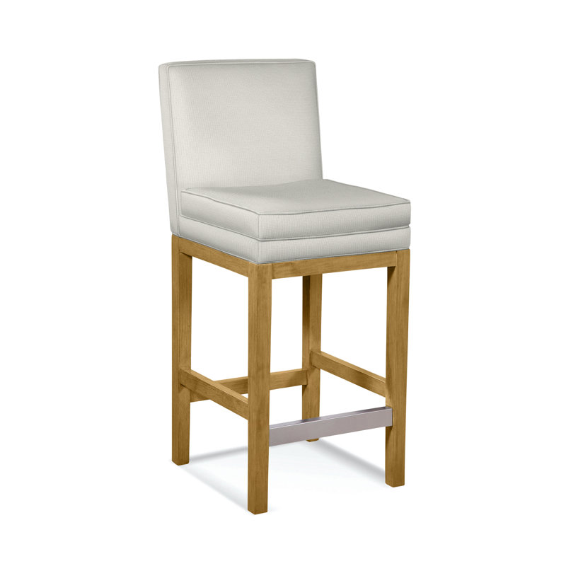 Upholstered Stool, Honey Finish, Vanilla Crypton Performance; 0822-91