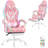 HOFFREE Gaming Chair With LED RGB Lights Massage Video Gamer Chairs With Footrest Ergonomic High Back Reclining Computer Chair With Adjustable Lumbar Support-104296953
