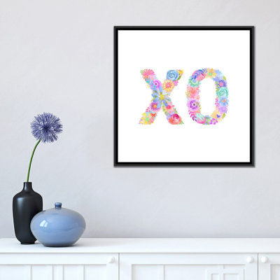 « floral xo », art textuel sur toile tendue