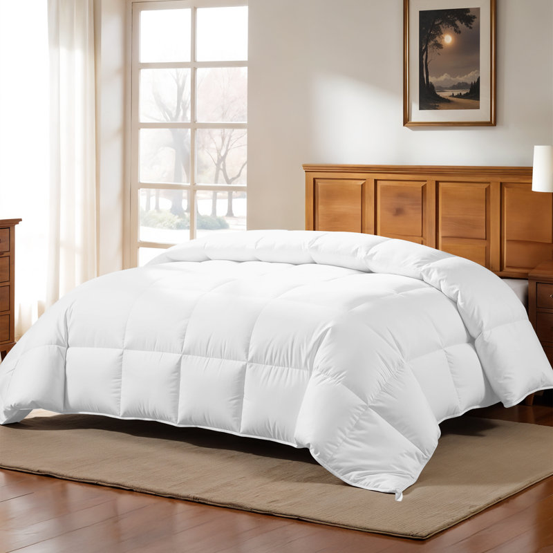 All Season Down Alternative Comforter Microfiber Duvet Insert with Corner Tabs, Queen/Full, White