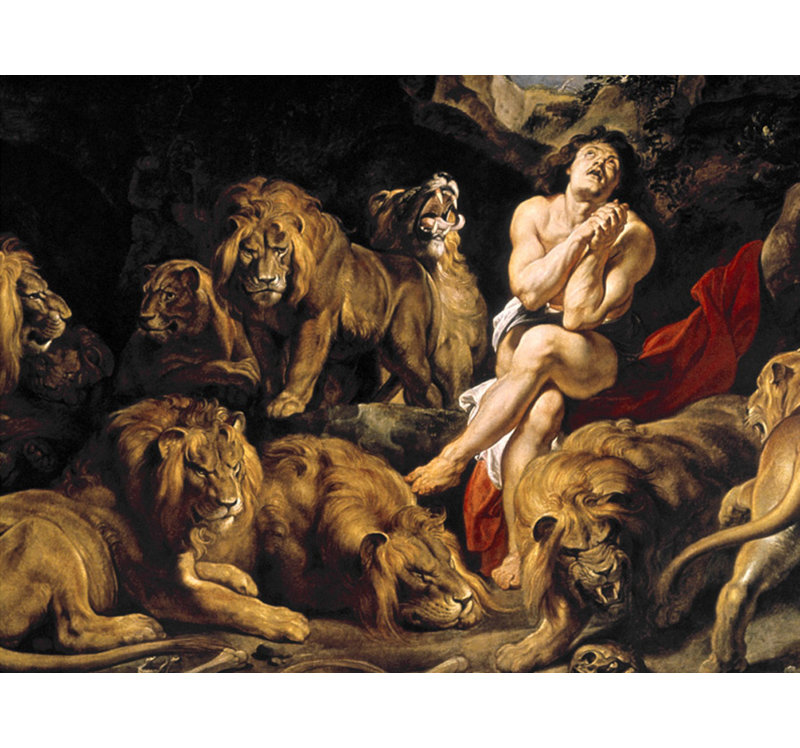 Daniel dans le coin du lion, H 28 po x l 37 po