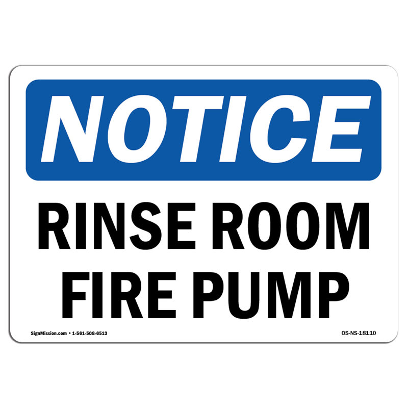 Rise Room Fire Pump Sign