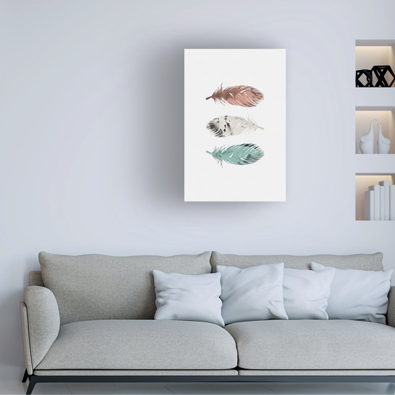 Art sur toile plumes pastel Orara Studio, H 12 po x l 19 po