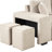 Modern L-Shape 3 Seat Sectional With Pull Out Sleeper And Storage Chaise, 2 Stools In Cream For Living Area 104.5" Couch Sleeper, Chaise Home Room-1670215253