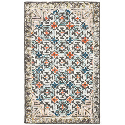 Tapis taupe noué à la main Vahakn