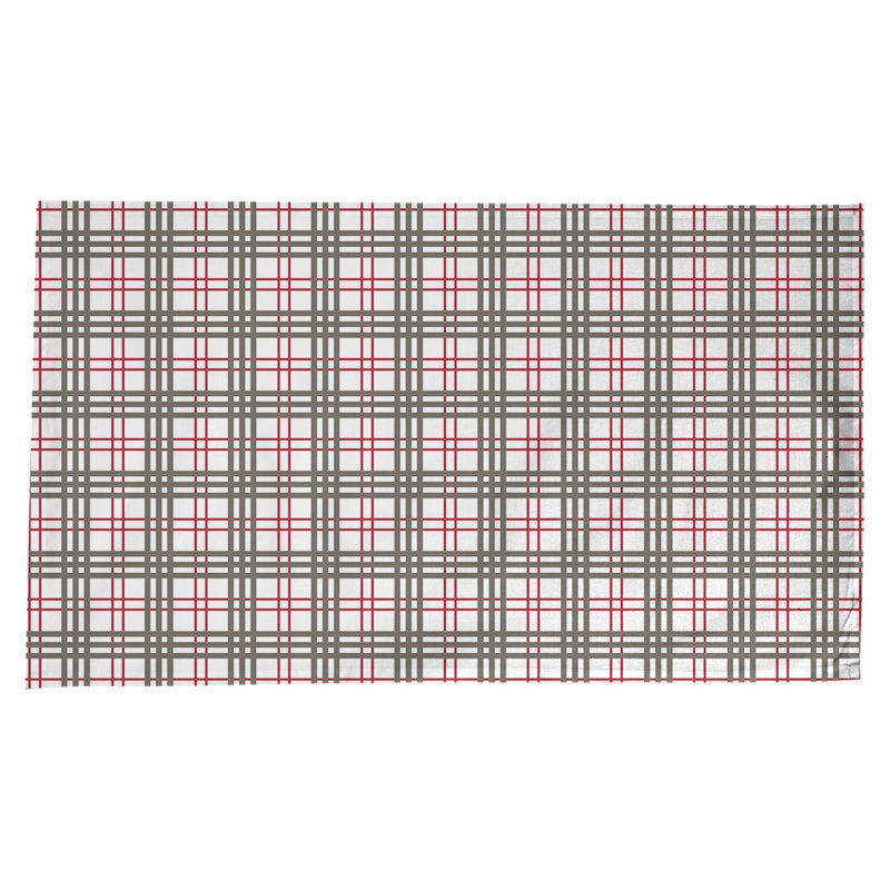 Nappe en mélange de coton à carreaux, Blanc / rouge / étain